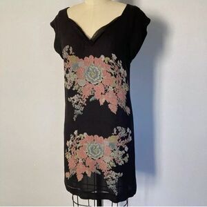 Comptoir Des Cotonniers Dress Idaline Silk Black Floral Print French Size 38